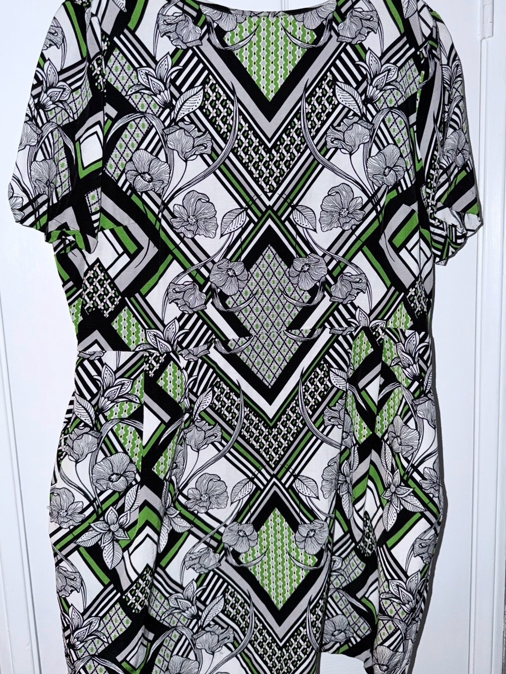 ASOS Black, White & Green Geometric Floral Tunic